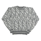 BARNABY Womens Black & White Patterned Wool Jumper Crew Neck Basic Knit M