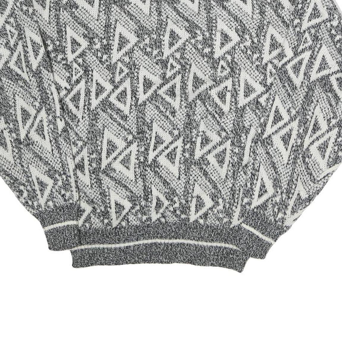 BARNABY Womens Black & White Patterned Wool Jumper Crew Neck Basic Knit M