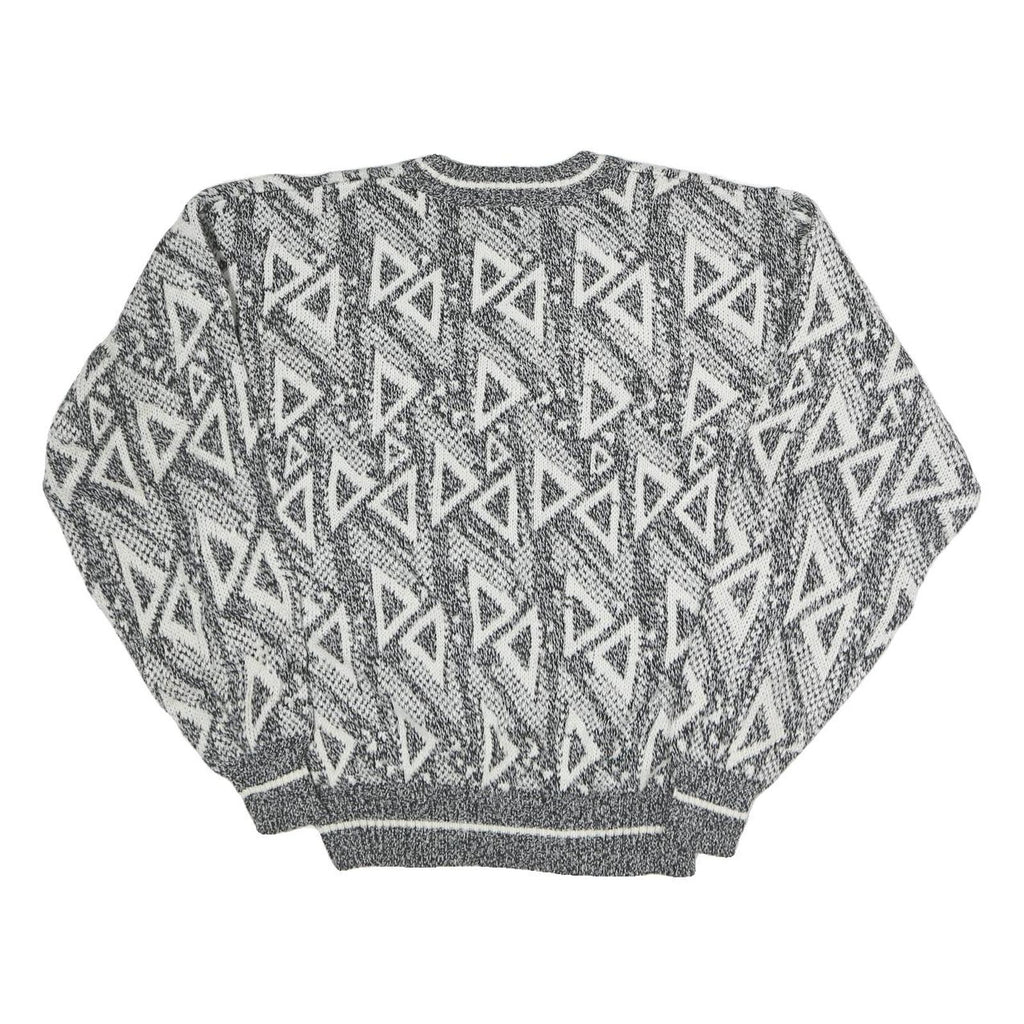 BARNABY Womens Black & White Patterned Wool Jumper Crew Neck Basic Knit M