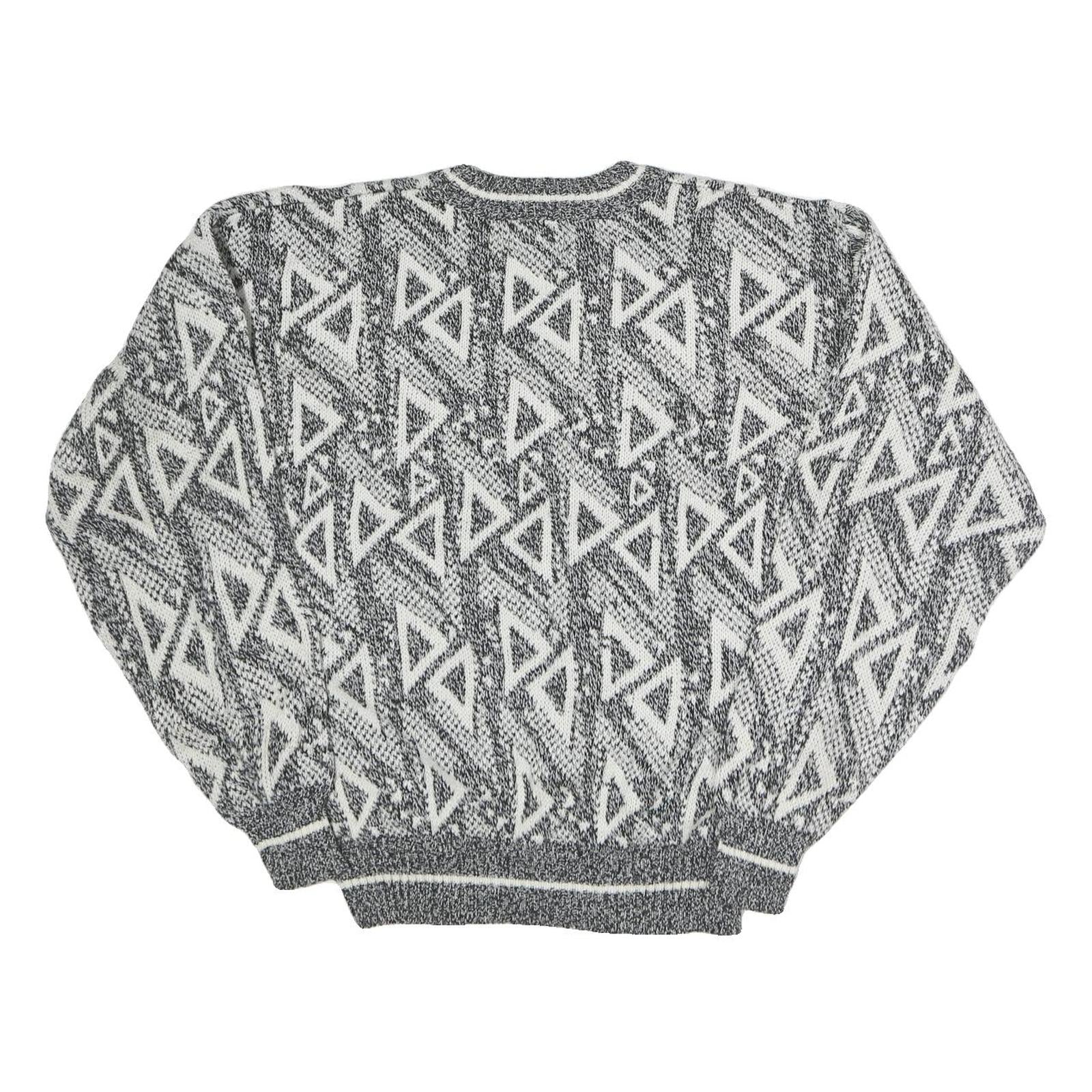 BARNABY Womens Black & White Patterned Wool Jumper Crew Neck Basic Knit M