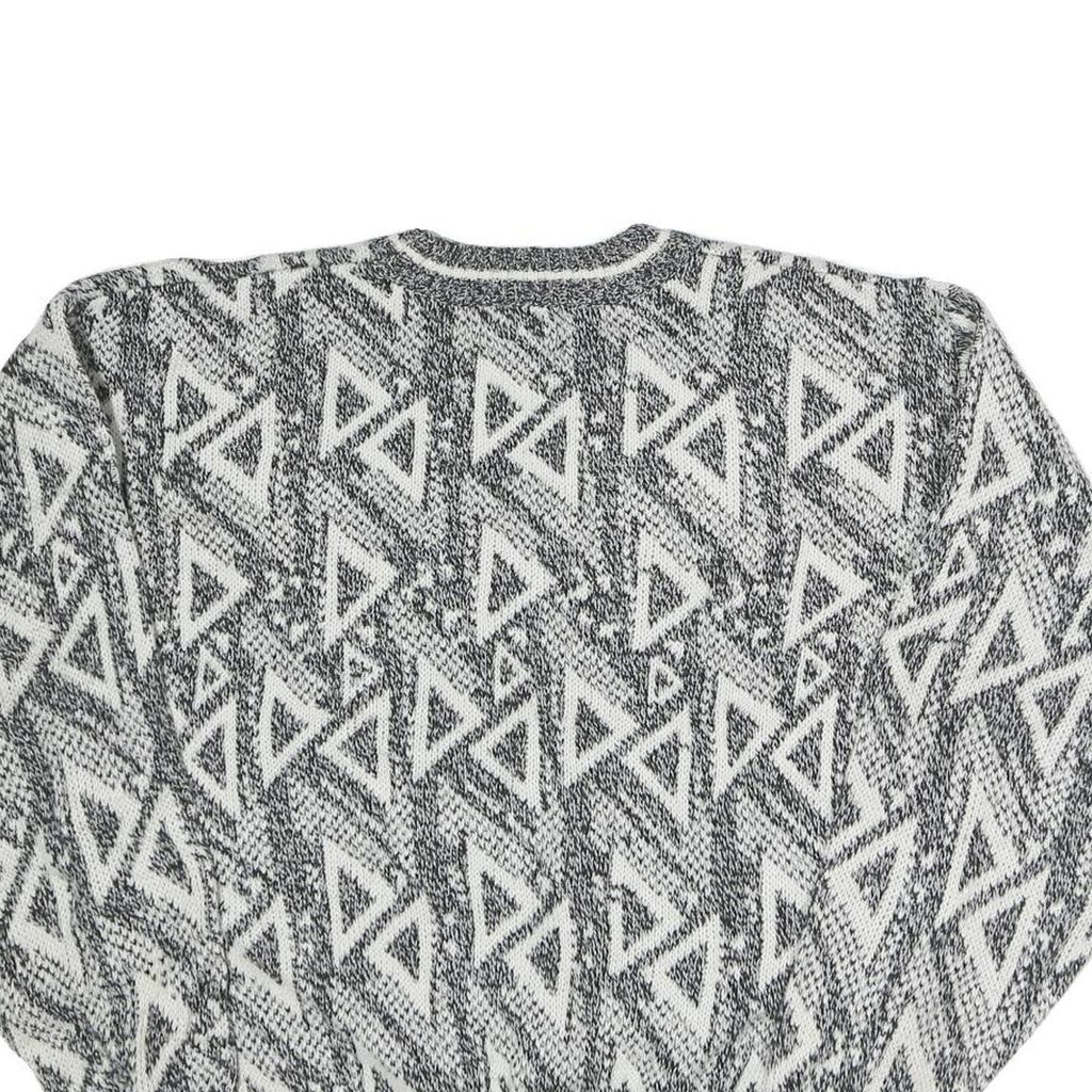 BARNABY Womens Black & White Patterned Wool Jumper Crew Neck Basic Knit M