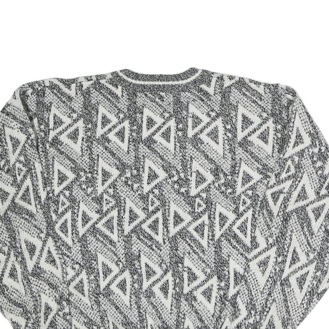 BARNABY Womens Black & White Patterned Wool Jumper Crew Neck Basic Knit M