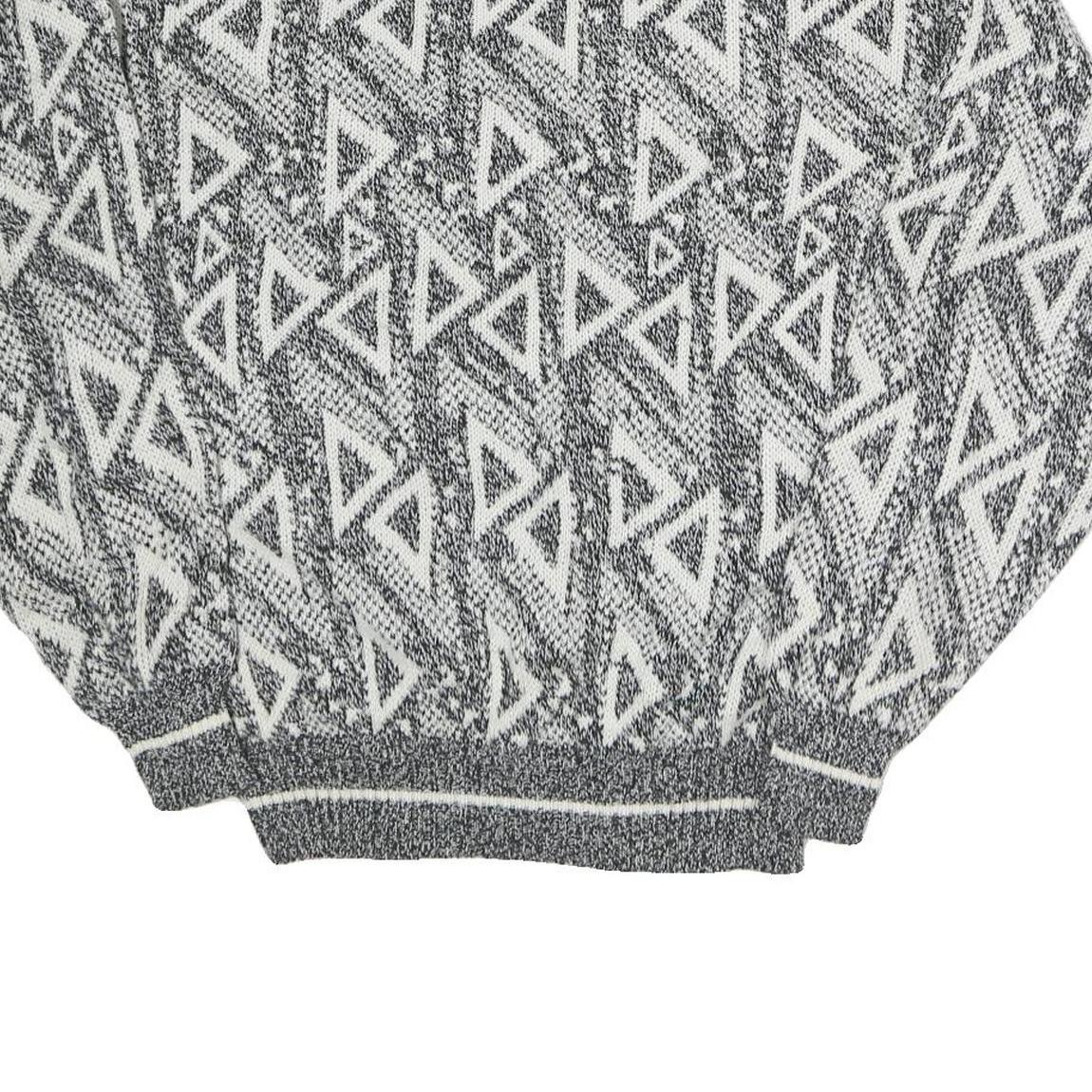 BARNABY Womens Black & White Patterned Wool Jumper Crew Neck Basic Knit M