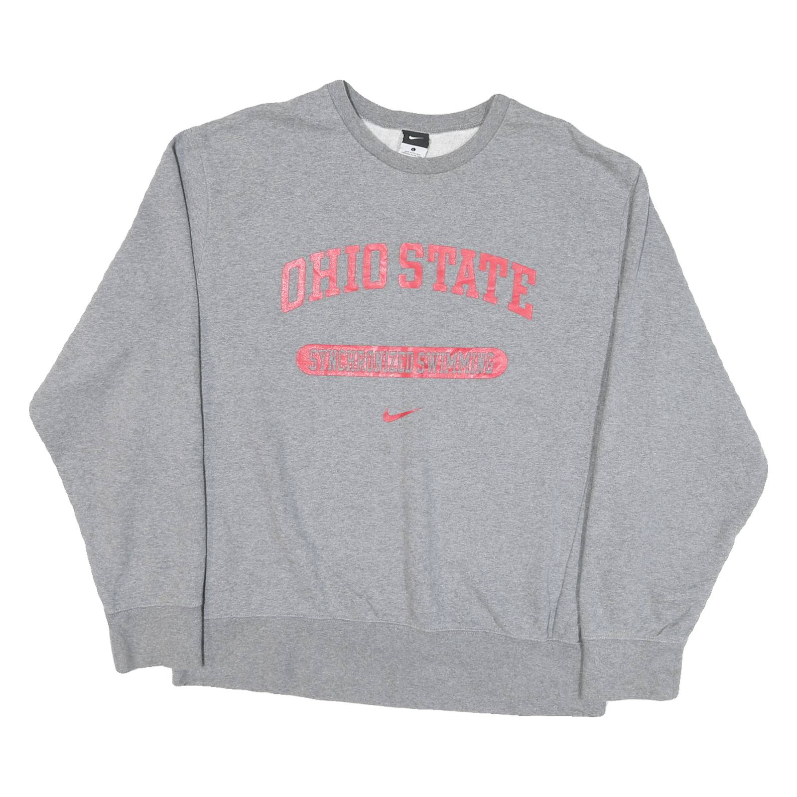 NIKE Mens Grey Ohio State Synchronized Swimming Crew Neck L Pullover Sweatshirt