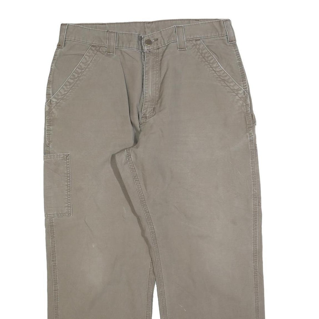 CARHARTT Mens Cotton Blend Beige Regular Straight Trousers W36 L30 Workwear