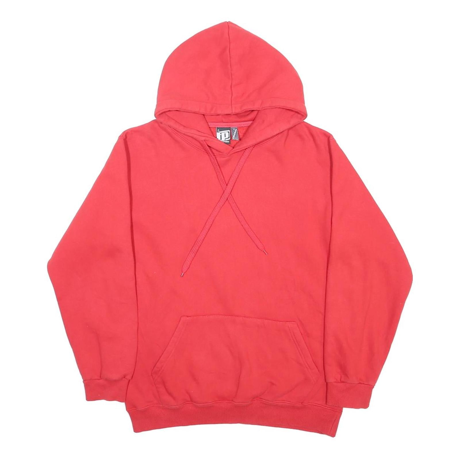 FP Mens Red Hoodie L Plain Pullover Cotton Blend Casual Comfort
