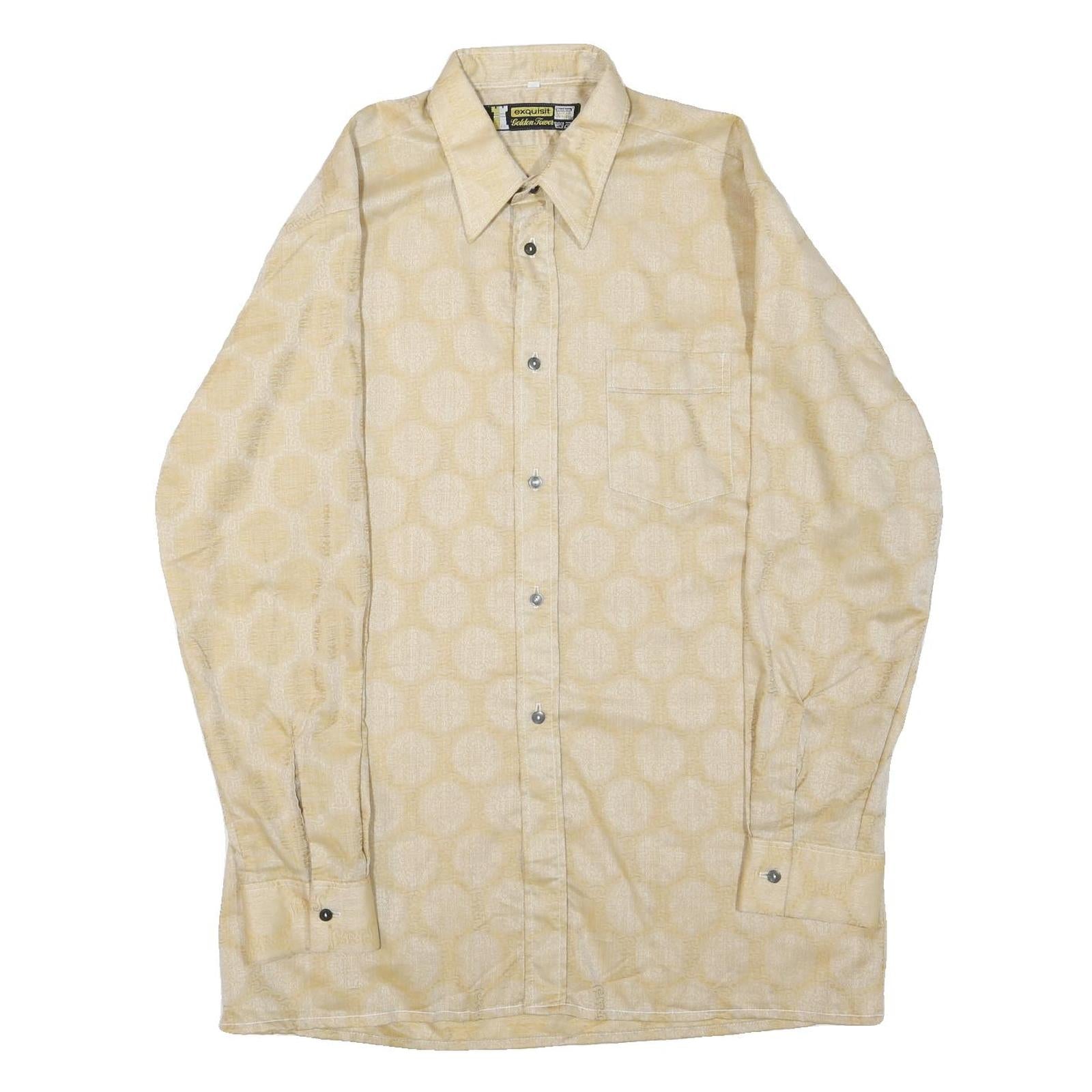 EXQUISIT Mens Beige Cotton Blend Shirt M Long Sleeve Button Fastening Elegant