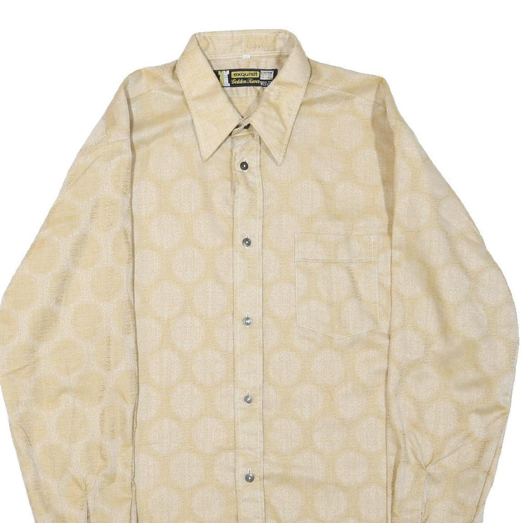 EXQUISIT Mens Beige Cotton Blend Shirt M Long Sleeve Button Fastening Elegant