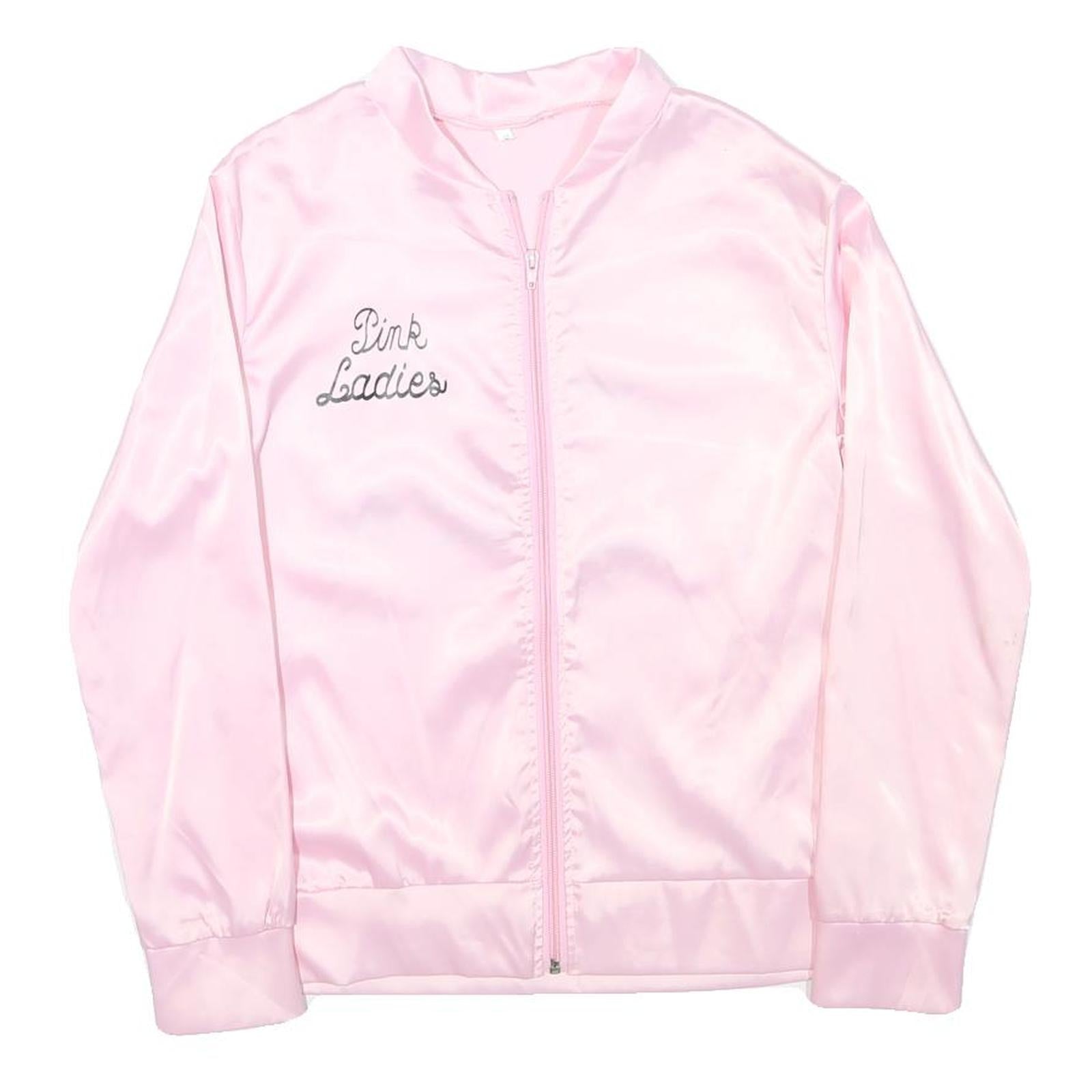 Womens Pink Pink Ladies Zip Jacket S Polyester Blend Plain Stylish Retro