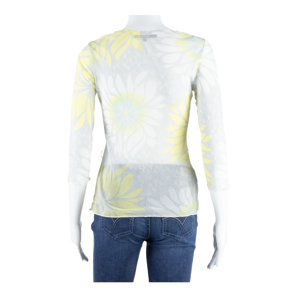 COAST Belted Womens Printed Shirt Grey V-Neck 3/4 Sleeve Floral UK 12
