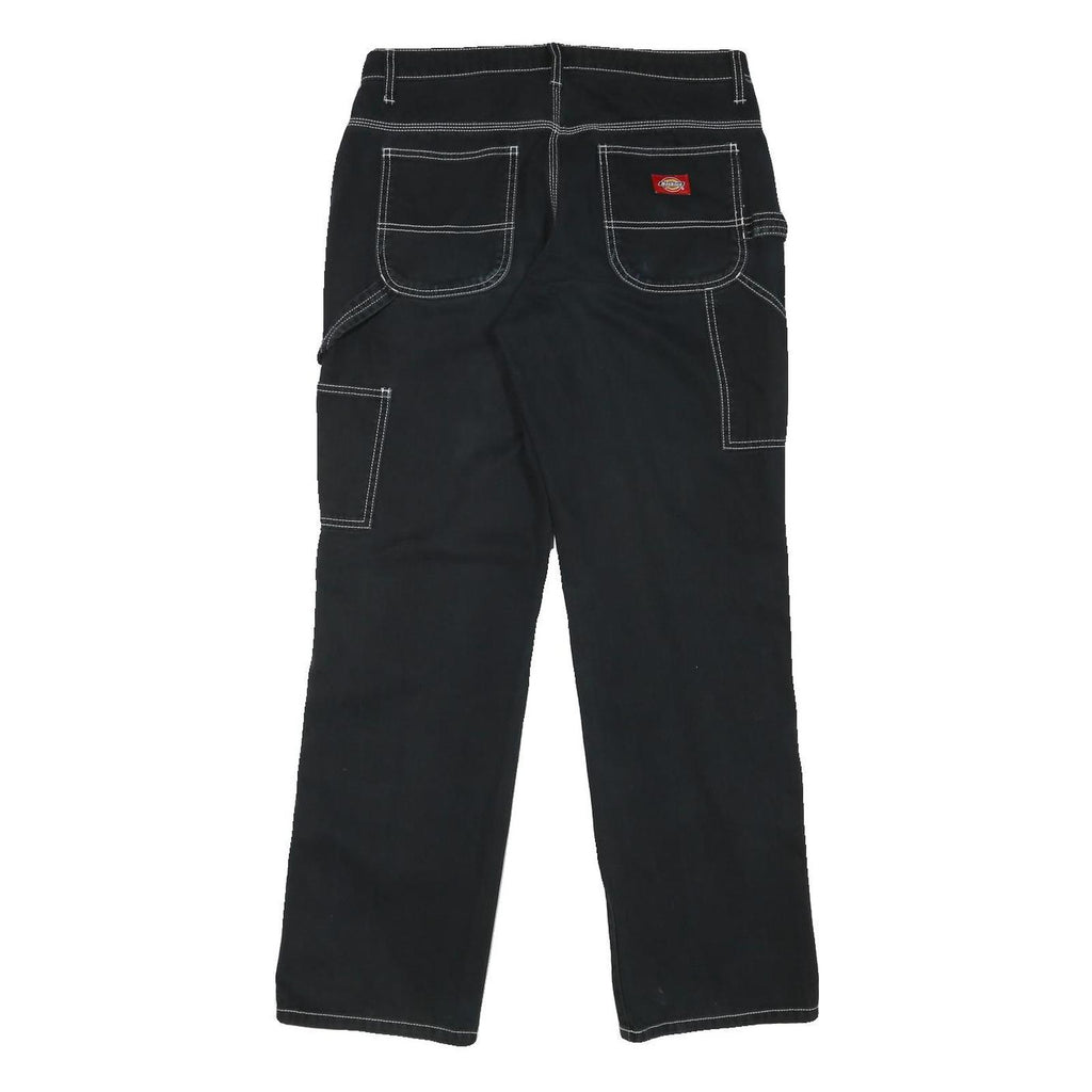DICKIES Womens Cotton Blend Black Regular Straight Trousers W30 L30 Workwear Zip