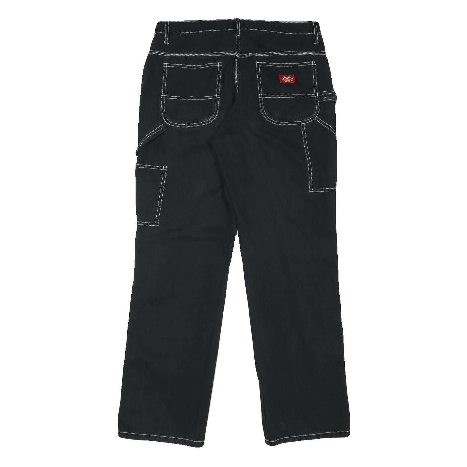 DICKIES Womens Cotton Blend Black Regular Straight Trousers W30 L30 Workwear Zip