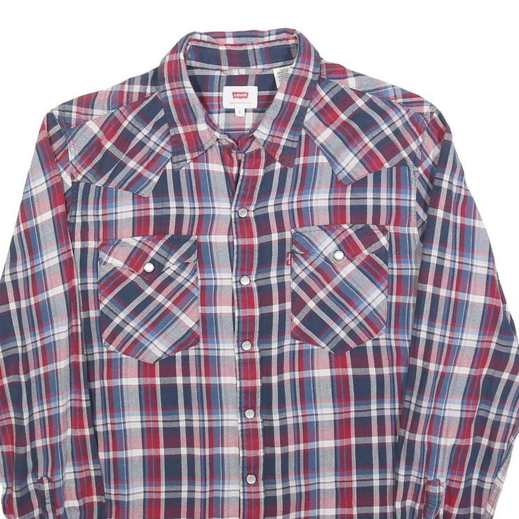TOMMY HILFIGER Mens Blue Red Check Shirt S Long Sleeve Casual Cotton Blend