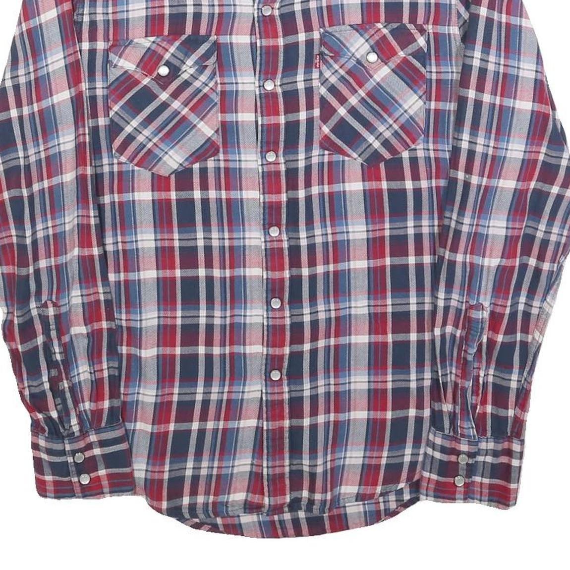 TOMMY HILFIGER Mens Blue Red Check Shirt S Long Sleeve Casual Cotton Blend