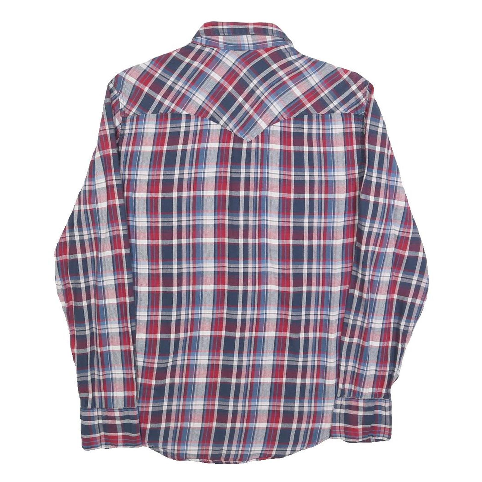 TOMMY HILFIGER Mens Blue Red Check Shirt S Long Sleeve Casual Cotton Blend
