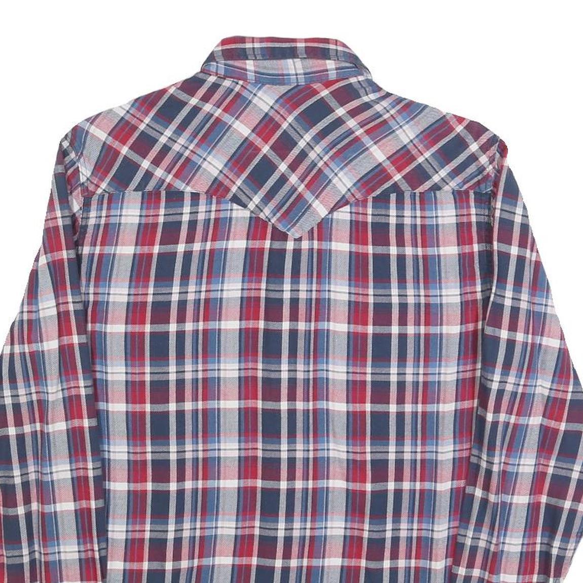 TOMMY HILFIGER Mens Blue Red Check Shirt S Long Sleeve Casual Cotton Blend