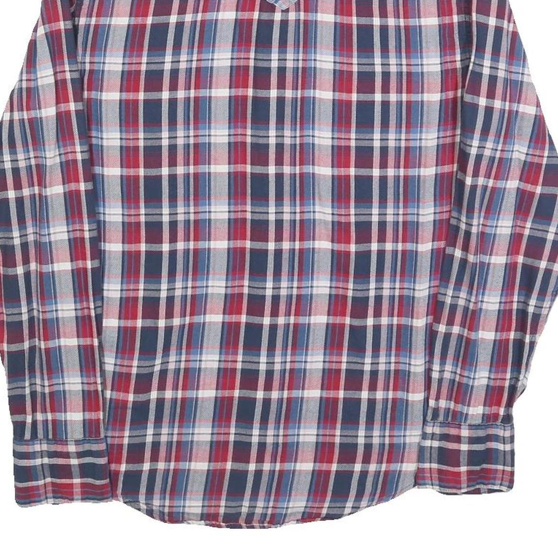 TOMMY HILFIGER Mens Blue Red Check Shirt S Long Sleeve Casual Cotton Blend