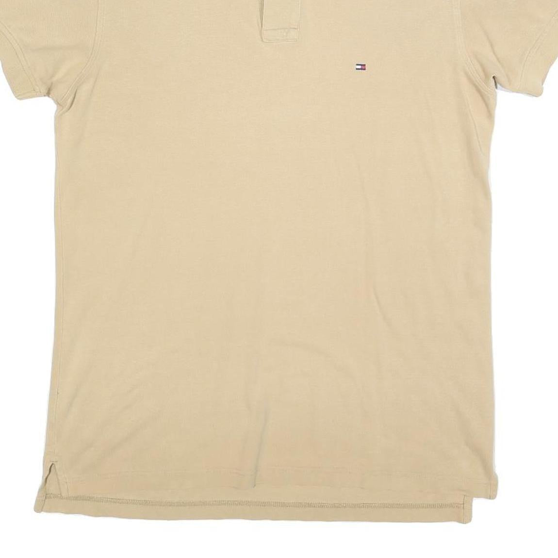 TOMMY HILFIGER Mens Beige Cotton Blend Short Sleeve Polo Shirt M Classic Fit