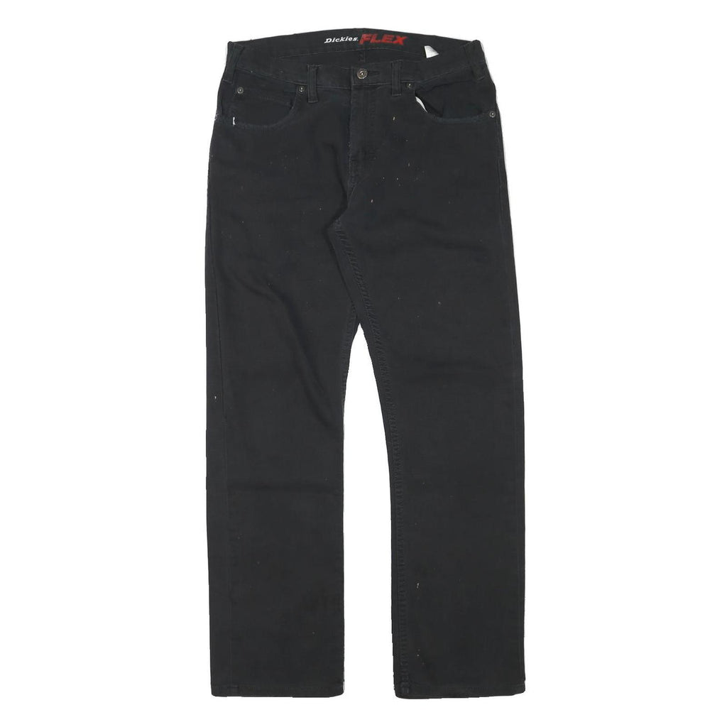 DICKIES Mens Black Cotton Blend Regular Straight Trousers W30 L29 Workwear