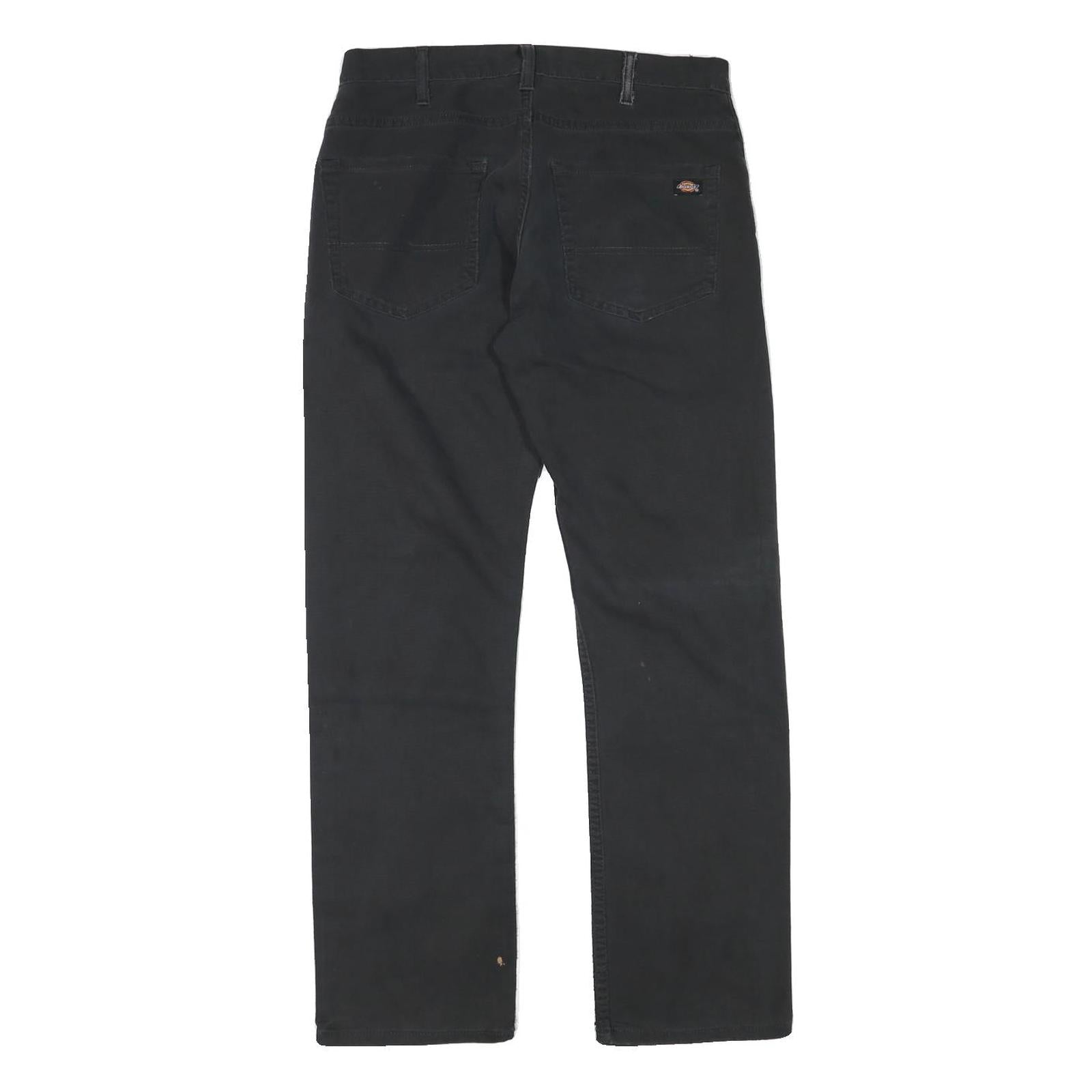 DICKIES Mens Black Cotton Blend Regular Straight Trousers W30 L29 Workwear