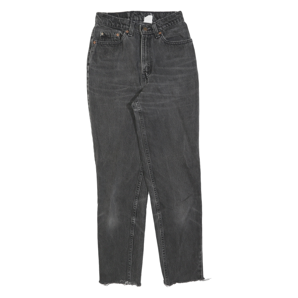 LEVI'S 512 Tapered Womens Jeans Black Slim Tapered Denim Medium W24 L28 Raw Hem