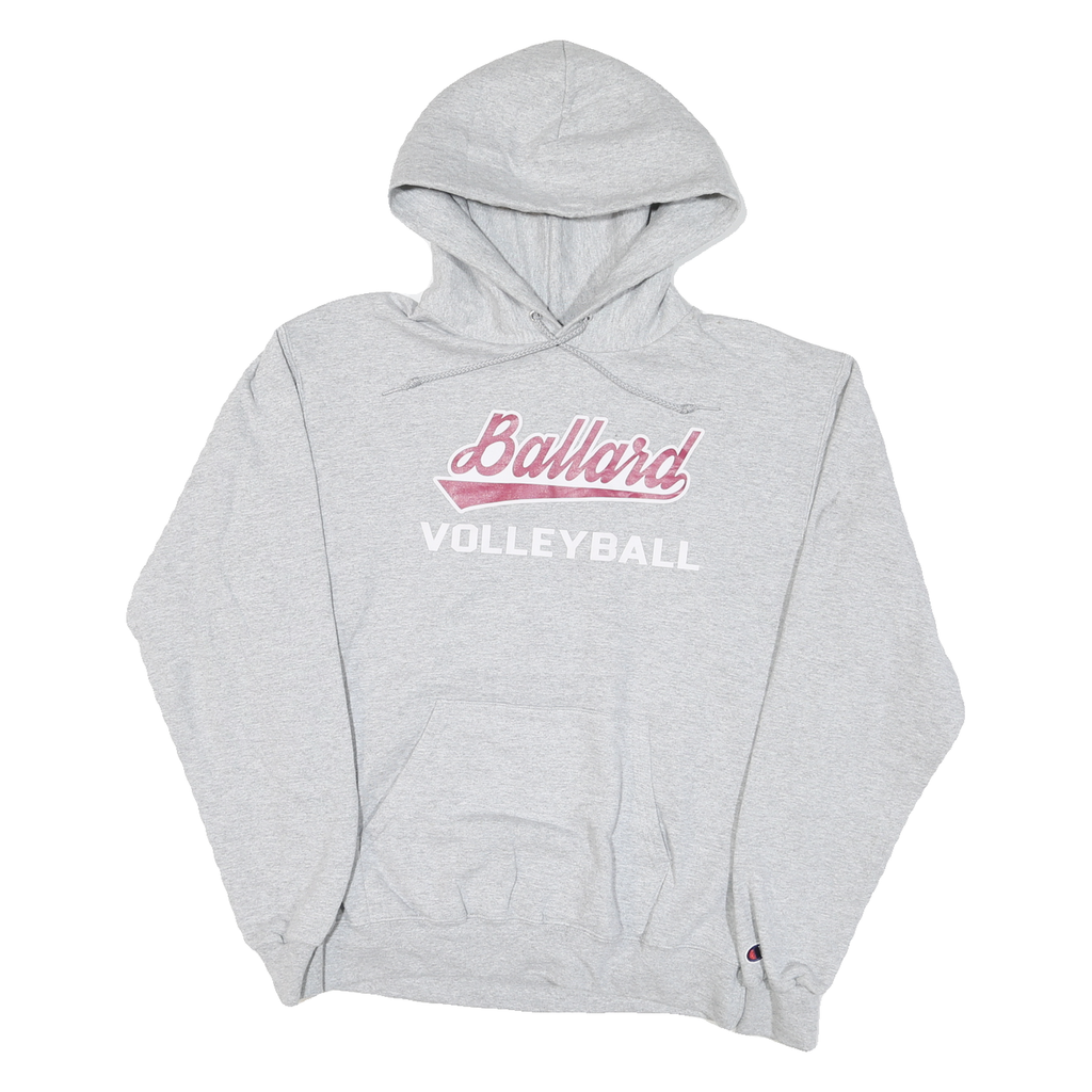 CHAMPION Mens Grey Ballard Volleyball Hoodie M Cotton Blend Pullover Sweatshirt