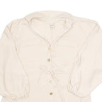 ZEBRA Elasticated Adjustable Waist Womens Blouse Beige Collared Long Sleeve M