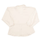 ZEBRA Elasticated Adjustable Waist Womens Blouse Beige Collared Long Sleeve M