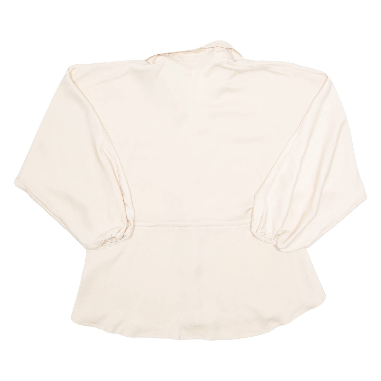 ZEBRA Elasticated Adjustable Waist Womens Blouse Beige Collared Long Sleeve M