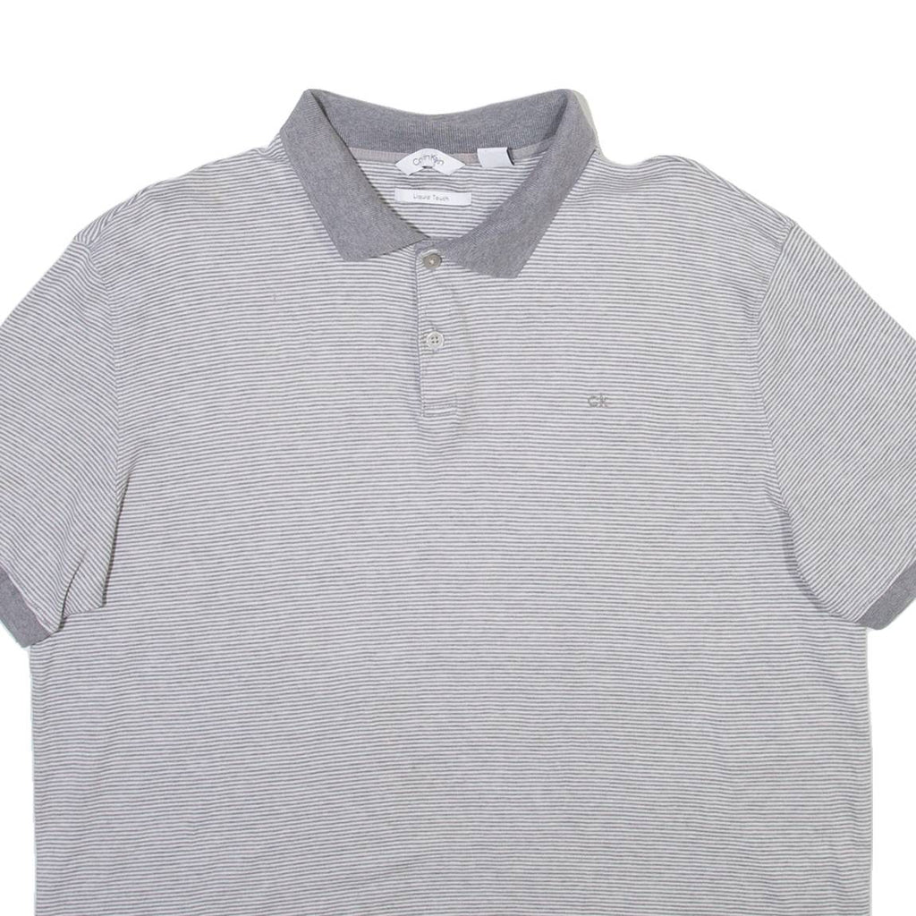 CALVIN KLEIN Mens Polo Shirt Grey Striped M