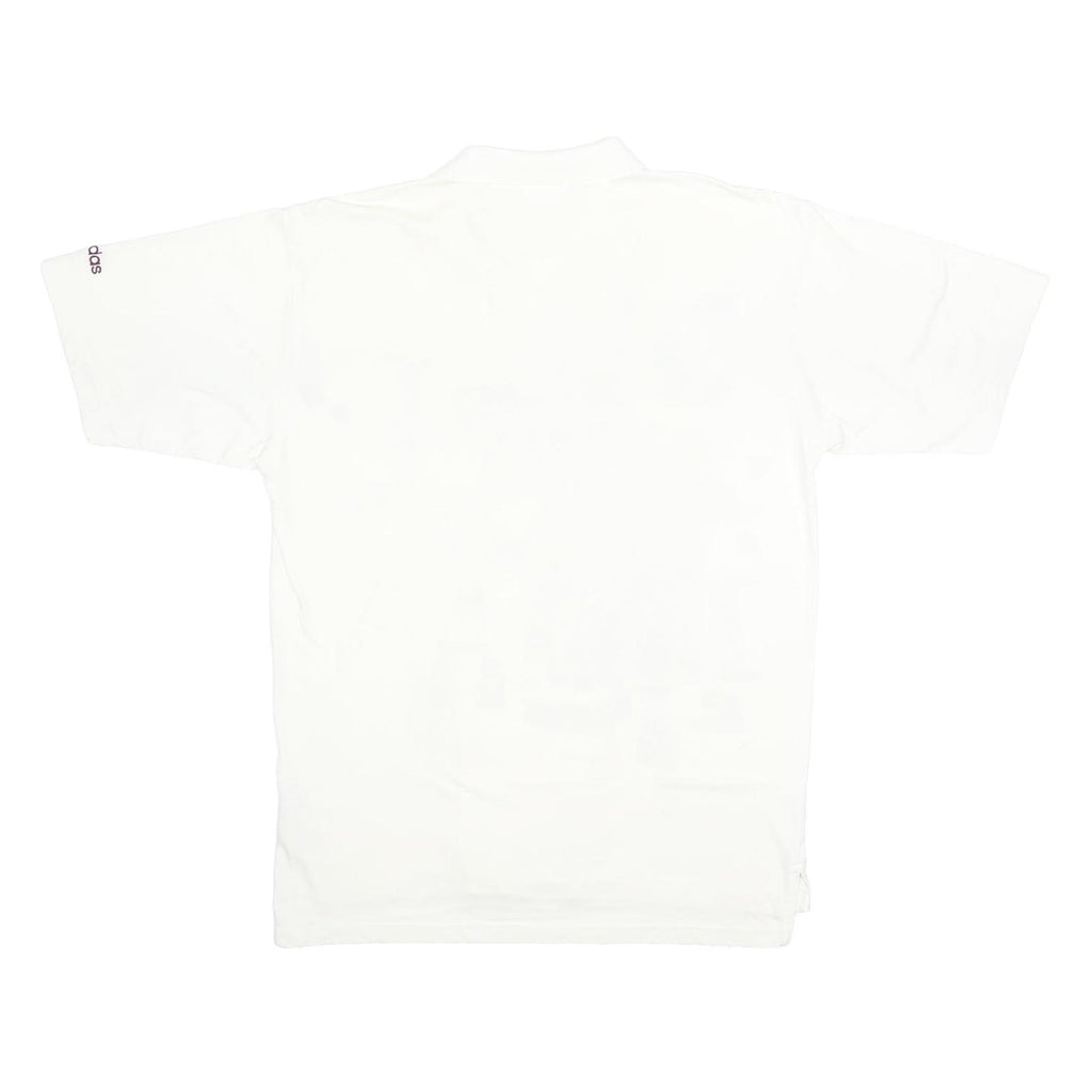 ADIDAS Mens White Short Sleeve Geometric Print L Cotton Blend Polo Shirt
