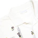 ADIDAS Mens White Short Sleeve Geometric Print L Cotton Blend Polo Shirt