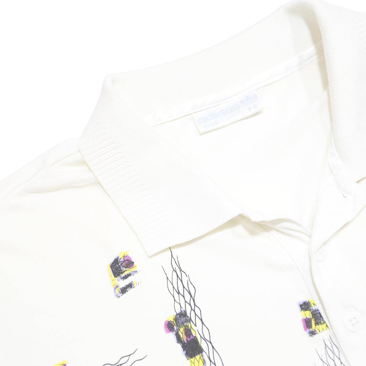 ADIDAS Mens White Short Sleeve Geometric Print L Cotton Blend Polo Shirt