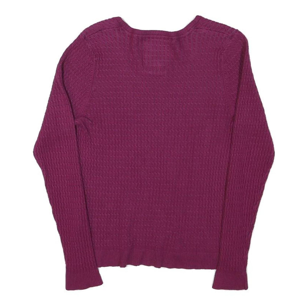 KANGOL Womens Purple Jumper Plain V-Neck Basic Knit XS Cotton Blend Soft Comfort