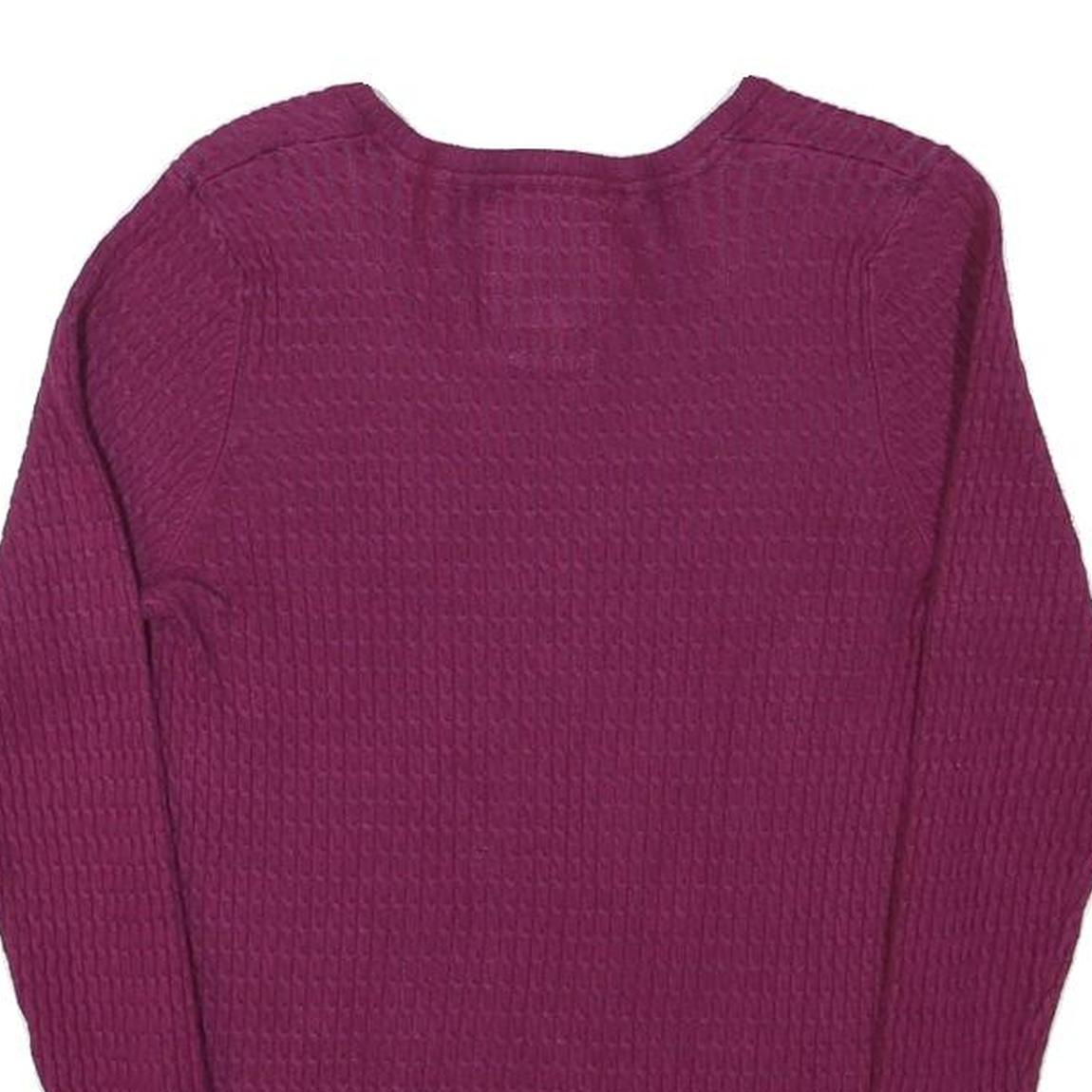 KANGOL Womens Purple Jumper Plain V-Neck Basic Knit XS Cotton Blend Soft Comfort