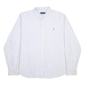 POLO RALPH LAUREN Mens White & Grey Striped Shirt 2XL Cotton Button Down Collar