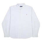 POLO RALPH LAUREN Mens White & Grey Striped Shirt 2XL Cotton Button Down Collar