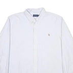 POLO RALPH LAUREN Mens White & Grey Striped Shirt 2XL Cotton Button Down Collar