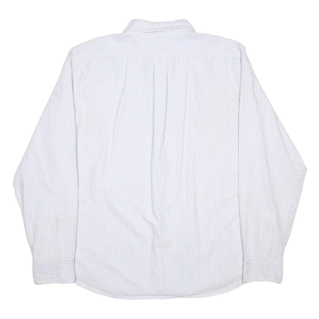 POLO RALPH LAUREN Mens White & Grey Striped Shirt 2XL Cotton Button Down Collar