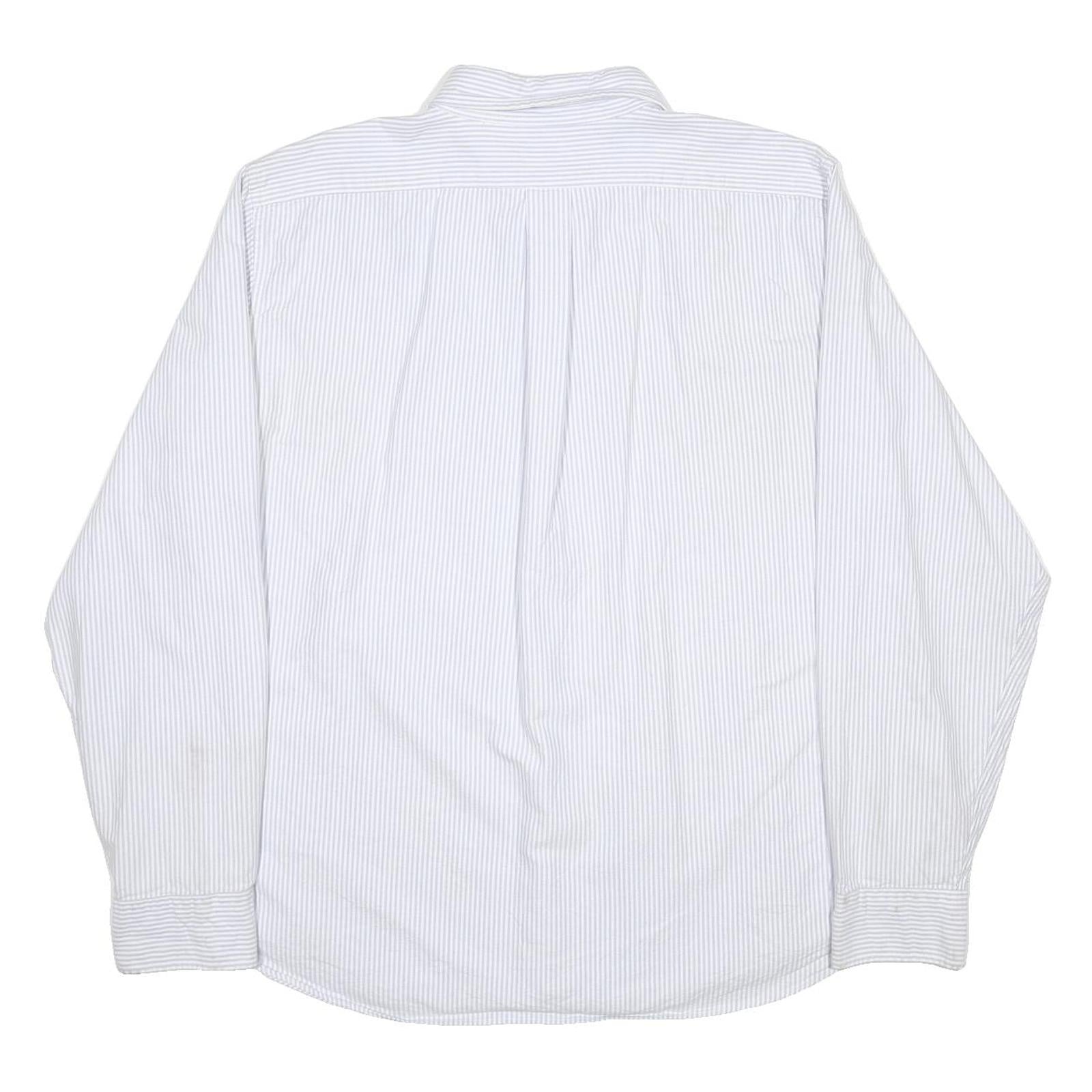 POLO RALPH LAUREN Mens White & Grey Striped Shirt 2XL Cotton Button Down Collar