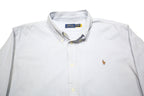 POLO RALPH LAUREN Mens White & Grey Striped Shirt 2XL Cotton Button Down Collar