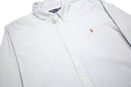 POLO RALPH LAUREN Mens White & Grey Striped Shirt 2XL Cotton Button Down Collar
