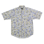 CAMBRIDGE CLASSICS Mens Cream & Blue Patterned Shirt Cotton M Short Sleeve