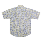 CAMBRIDGE CLASSICS Mens Cream & Blue Patterned Shirt Cotton M Short Sleeve