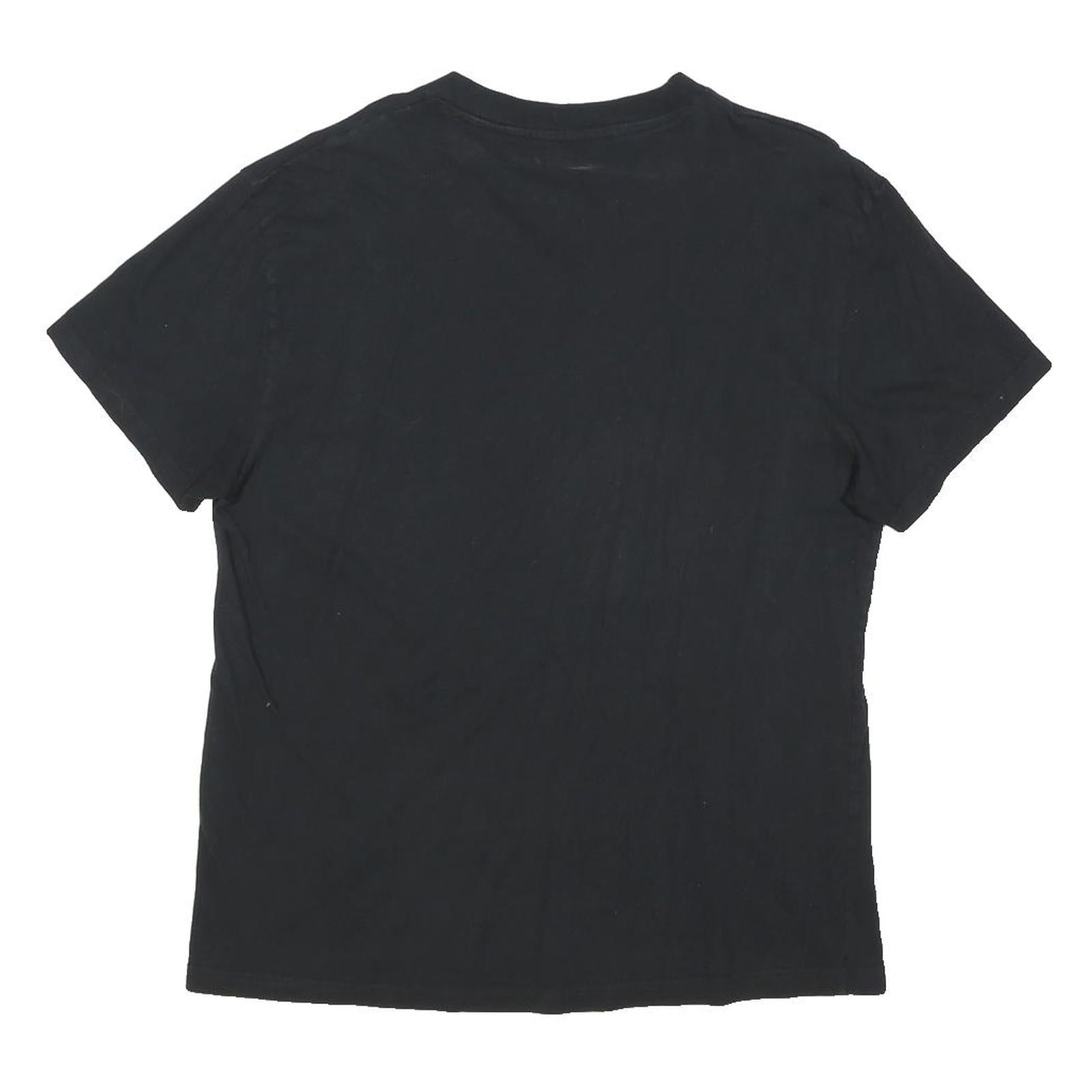 TRUE RELIGION Mens Black Graphic T-Shirt L Short Sleeve V-Neck Cotton Blend