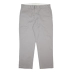 DICKIES Mens Cotton Blend Grey Regular Straight Trousers W38 L30 Workwear Zip