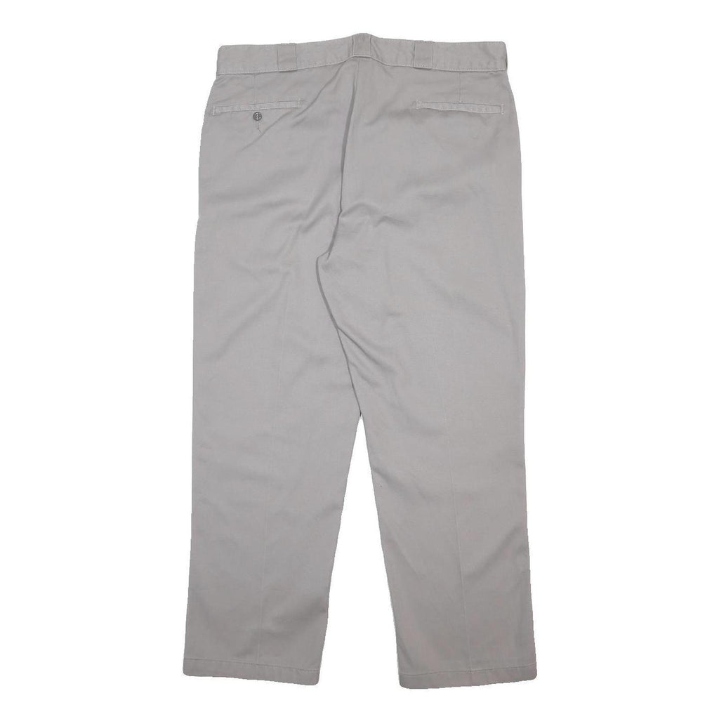 DICKIES Mens Cotton Blend Grey Regular Straight Trousers W38 L30 Workwear Zip