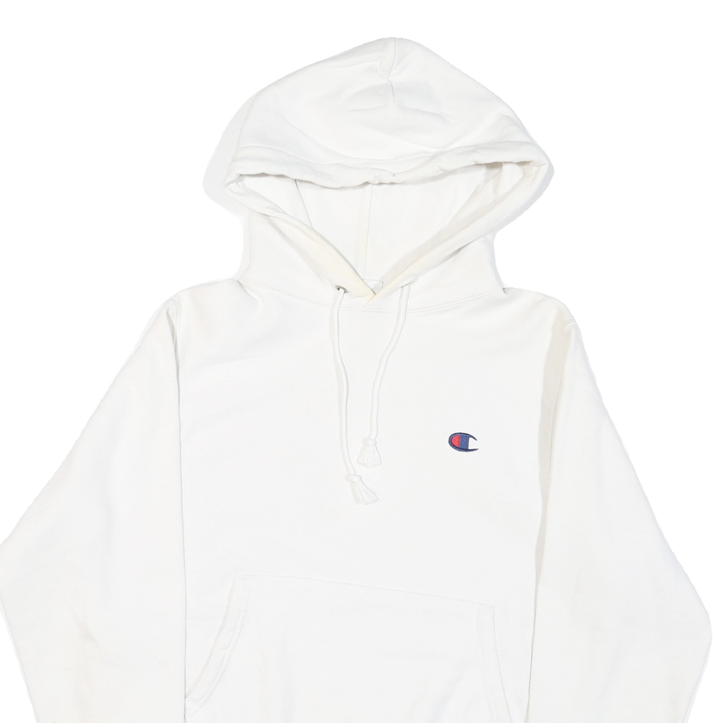 CHAMPION Mens White Pullover Hoodie S Cotton Blend Casual Comfortable
