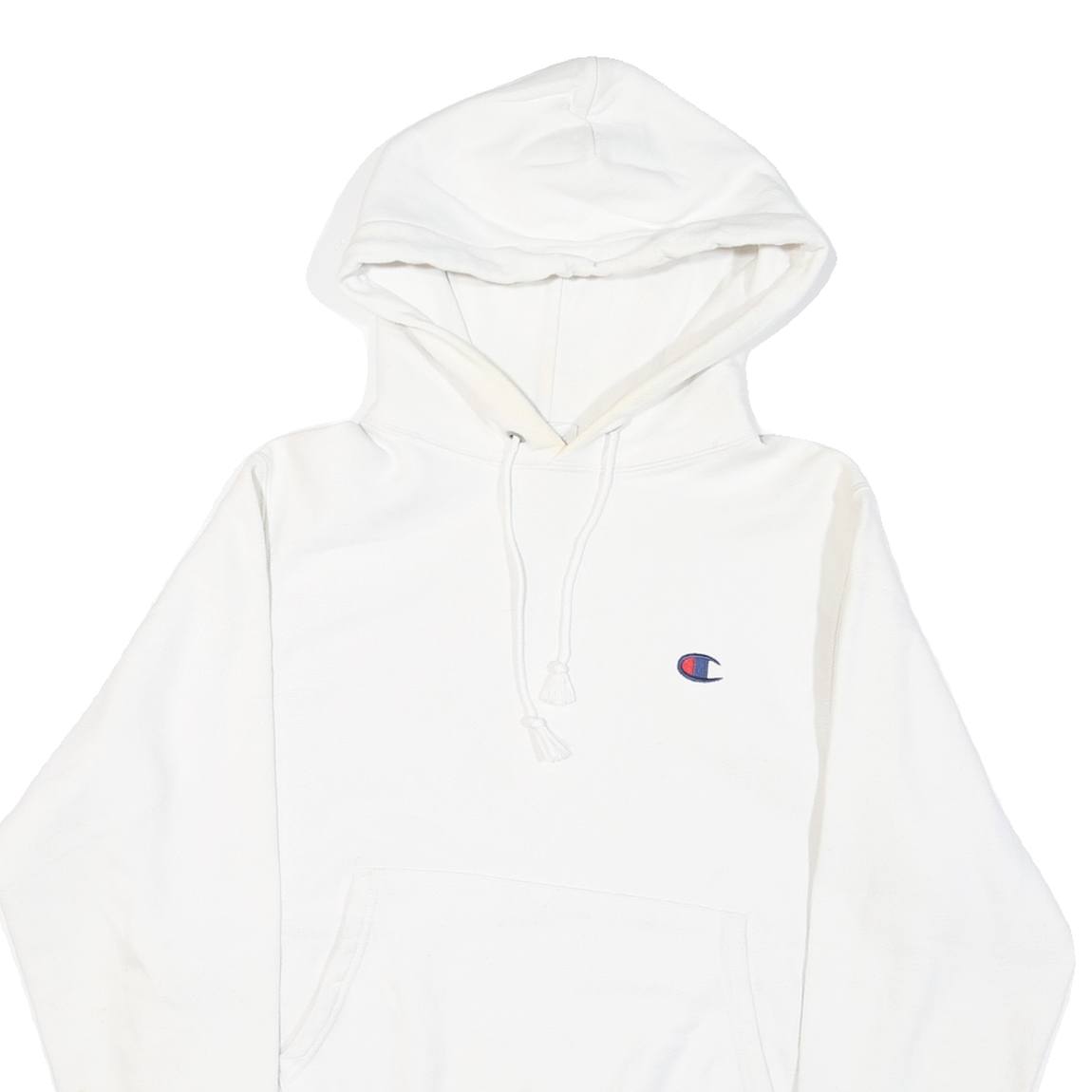 CHAMPION Mens White Pullover Hoodie S Cotton Blend Casual Comfortable