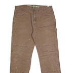 DICKIES Mens Regular Fit Brown Denim Workwear Jeans W36 L35 Durable Zip Closure
